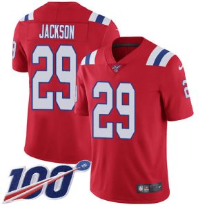 Patriots #29 J.C. Jackson Red Alternate Men's Stitched NFL 100th Season Vapor Limited Jersey