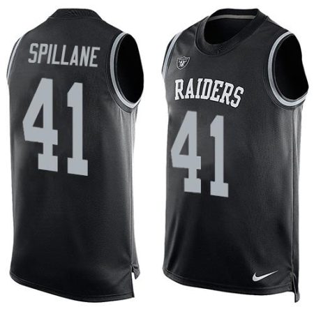 raiders #41 robert spillane black team color men's stitched nfl limited tank top wholesale jersey