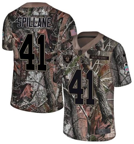 Raiders #41 Robert Spillane Camo Men's Stitched NFL Limited Rush Realtree Jersey