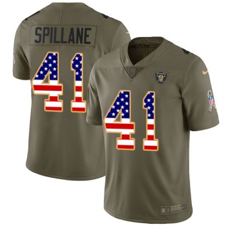 Raiders #41 Robert Spillane Olive/USA Flag Men's Stitched NFL Limited 2024 Salute To Service Jersey