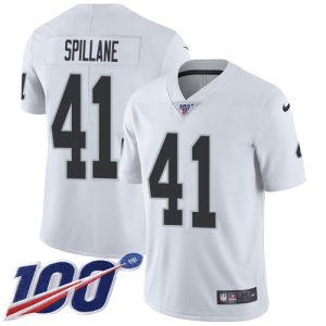 raiders #41 robert spillane white men's stitched nfl 100th season vapor limited wholesale jersey