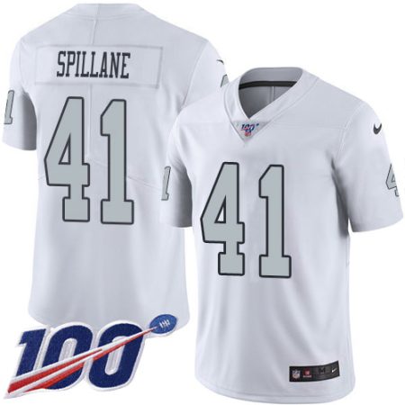 Raiders #41 Robert Spillane White Men's Stitched NFL Limited Rush 100th Season Jersey