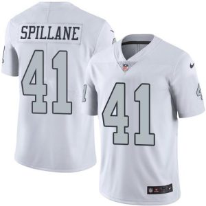 raiders #41 robert spillane white men's stitched nfl limited rush wholesale jersey