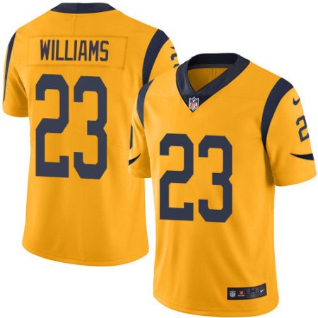 rams #23 kyren williams gold men's stitched nfl limited rush 100th season wholesale jersey