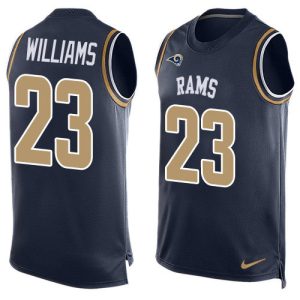 rams #23 kyren williams navy blue team color men's stitched nfl limited tank top wholesale jersey