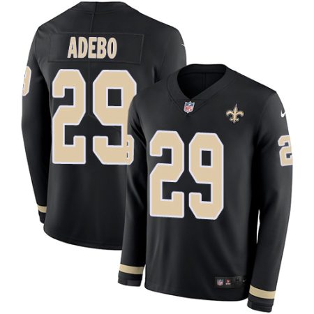 Saints #29 Paulson Adebo Black Team Color Men's Stitched NFL Limited Therma Long Sleeve Jersey