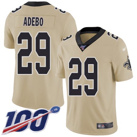 saints #29 paulson adebo gold men's stitched nfl limited inverted legend 100th season cheap jersey