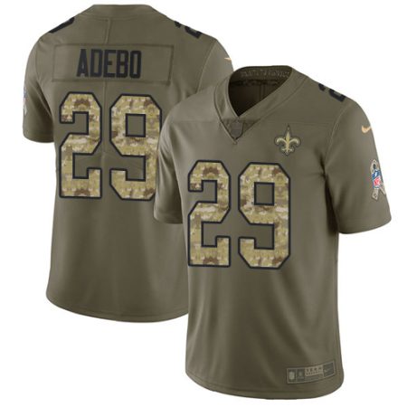 wholesale Saints #29 Paulson Adebo Olive/Camo Men's Stitched NFL Limited 2024 Salute To Service Jersey