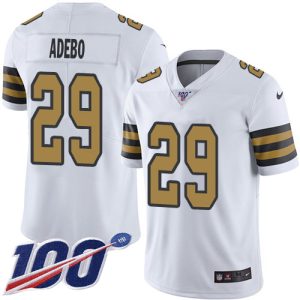 Saints #29 Paulson Adebo White Men's Stitched NFL Limited Rush 100th Season Jersey