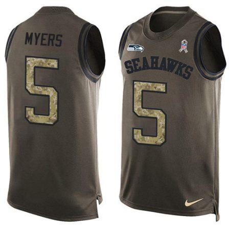 Seahawks #5 Jason Myers Green Men's Stitched NFL Limited Salute To Service Tank Top Jersey