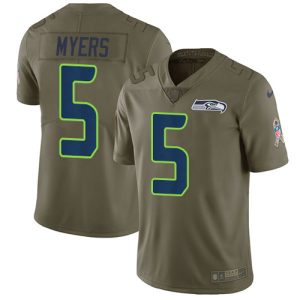 Seahawks #5 Jason Myers Olive Men's Stitched NFL Limited 2024 Salute To Service Jersey