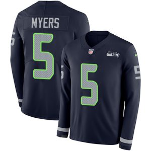 seahawks #5 jason myers steel blue team color men's stitched nfl limited therma long sleeve wholesale jersey