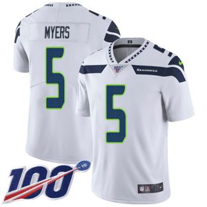 wholesale Seahawks #5 Jason Myers White Men's Stitched NFL 100th Season Vapor Untouchable Limited Jersey