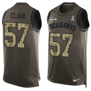 Seahawks #57 Frank Clark Green Men's Stitched NFL Limited Salute To Service Tank Top Jersey