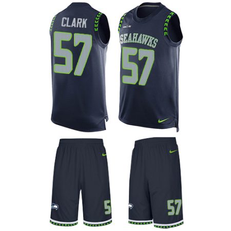 Seahawks #57 Frank Clark Steel Blue Team Color Men's Stitched NFL Limited Tank Top Suit Jersey