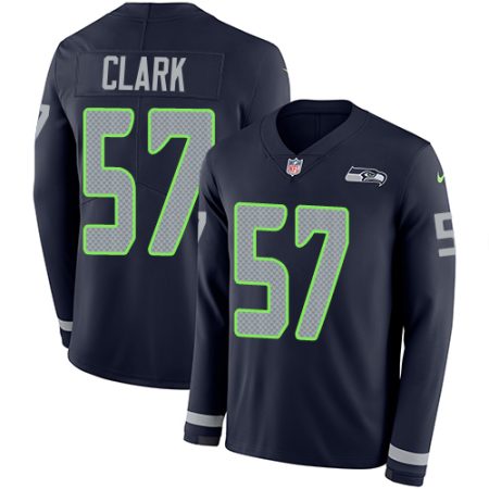 seahawks #57 frank clark steel blue team color men's stitched nfl limited therma long sleeve wholesale jersey