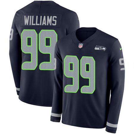 Seahawks #99 Leonard Williams Steel Blue Team Color Men's Stitched NFL Limited Therma Long Sleeve Jersey