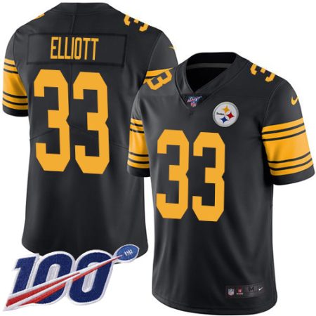 Steelers #33 Jalen Elliott Black Men's Stitched NFL Limited Rush 100th Season Jersey