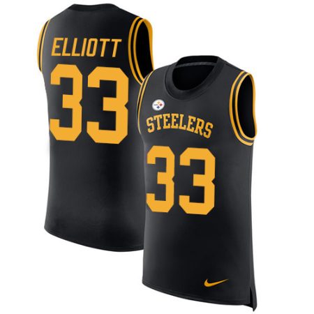 wholesale Steelers #33 Jalen Elliott Black Team Color Men's Stitched NFL Limited Rush Tank Top Jersey