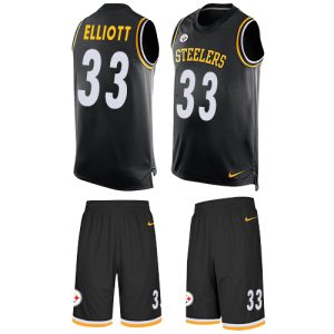 Steelers #33 Jalen Elliott Black Team Color Men's Stitched NFL Limited Tank Top Suit Jersey