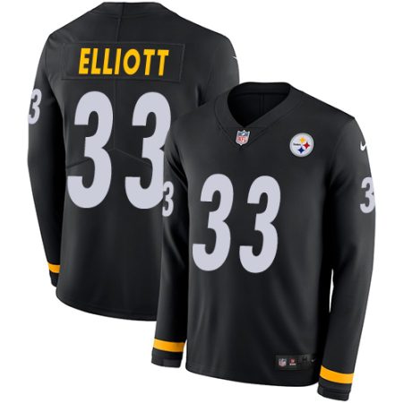 cheap Steelers #33 Jalen Elliott Black Team Color Stitched NFL Limited Therma Long Sleeve Jersey