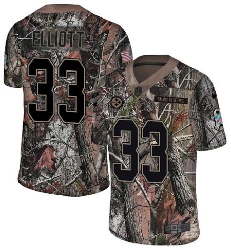 Steelers #33 Jalen Elliott Camo Men's Stitched NFL Limited Rush Realtree Jersey