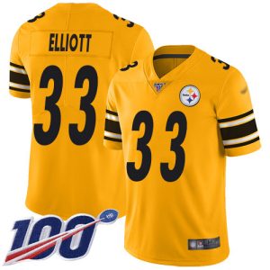 wholesale Steelers #33 Jalen Elliott Gold Men's Stitched NFL Limited Inverted Legend 100th Season Jersey