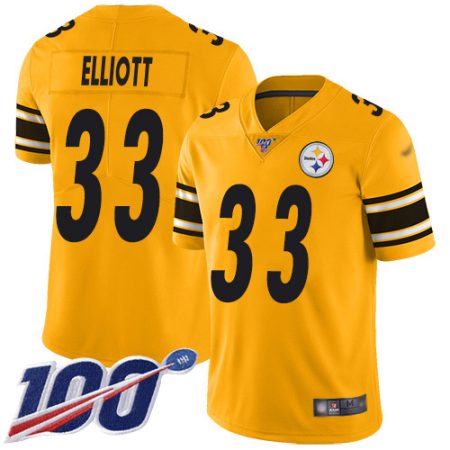 wholesale Steelers #33 Jalen Elliott Gold Men's Stitched NFL Limited Inverted Legend 100th Season Jersey