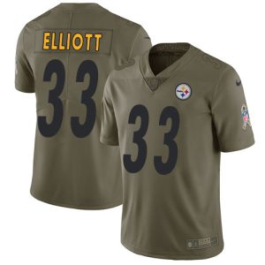 Steelers #33 Jalen Elliott Olive Men's Stitched NFL Limited 2024 Salute to Service Jersey