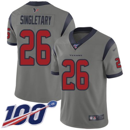 Texans #26 Devin Singletary Gray Men's Stitched NFL Limited Inverted Legend 100th Season Jersey