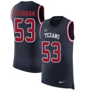 Texans #53 Blake Cashman Navy Blue Team Color Men's Stitched NFL Limited Rush Tank Top Jersey