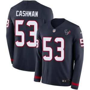 Texans #53 Blake Cashman Navy Blue Team Color Men's Stitched NFL Limited Therma Long Sleeve Jersey