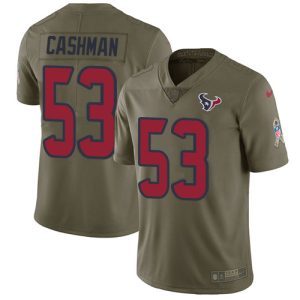 cheap Texans #53 Blake Cashman Olive Men's Stitched NFL Limited 2024 Salute To Service Jersey