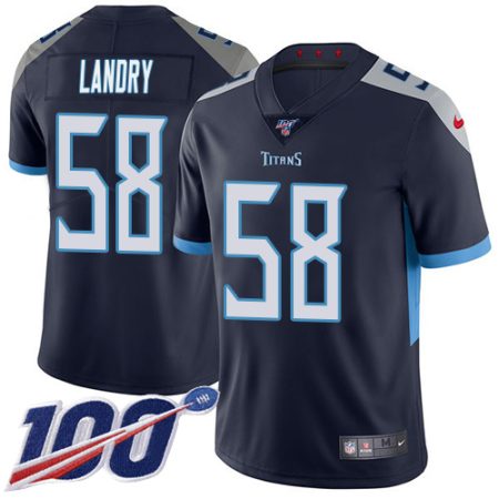 Titans #58 Harold Landry Navy Blue Team Color Men's Stitched NFL 100th Season Vapor Limited Jersey