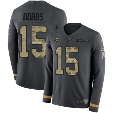 vikings #15 josh dobbs anthracite salute to service men's stitched nfl limited therma long sleeve wholesale jersey