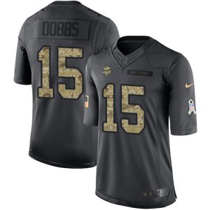 wholesale Vikings #15 Josh Dobbs Black Men's Stitched NFL Limited 2024 Salute to Service Jersey