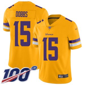 vikings #15 josh dobbs gold men's stitched nfl limited inverted legend 100th season wholesale jersey