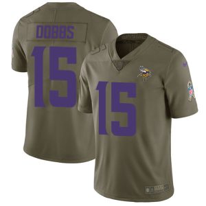 Vikings #15 Josh Dobbs Olive Men's Stitched NFL Limited 2024 Salute To Service Jersey