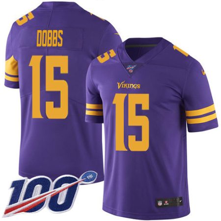 Vikings #15 Josh Dobbs Purple Men's Stitched NFL Limited Rush 100th Season Jersey