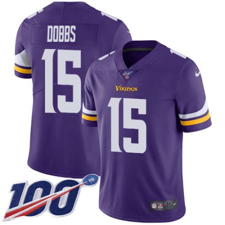 Vikings #15 Josh Dobbs Purple Team Color Men's Stitched NFL 100th Season Vapor Untouchable Limited Jersey