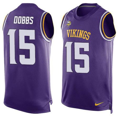 wholesale Vikings #15 Josh Dobbs Purple Team Color Men's Stitched NFL Limited Tank Top Jersey