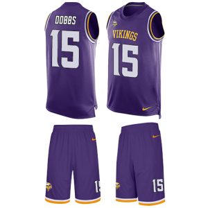 vikings #15 josh dobbs purple team color men's stitched nfl limited tank top suit cheap jersey