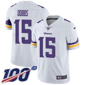 Vikings #15 Josh Dobbs White Men's Stitched NFL 100th Season Vapor Untouchable Limited Jersey