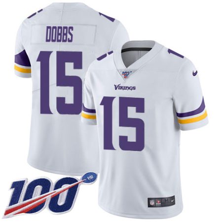 Vikings #15 Josh Dobbs White Men's Stitched NFL 100th Season Vapor Untouchable Limited Jersey