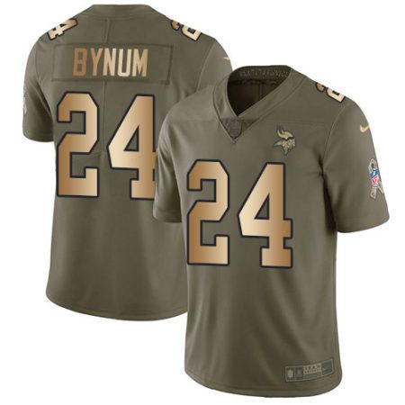 Vikings #24 Camryn Bynum Olive/Gold Men's Stitched NFL Limited 2024 Salute To Service Jersey