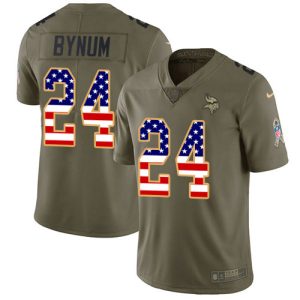 wholesale Vikings #24 Camryn Bynum Olive/USA Flag Men's Stitched NFL Limited 2024 Salute To Service Jersey