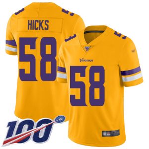 wholesale Vikings #58 Jordan Hicks Gold Men's Stitched NFL Limited Inverted Legend 100th Season Jersey