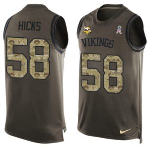 wholesale Vikings #58 Jordan Hicks Green Men's Stitched NFL Limited Salute To Service Tank Top Jersey