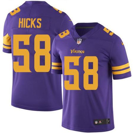 Vikings #58 Jordan Hicks Purple Men's Stitched NFL Limited Rush Jersey