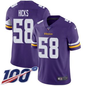 Vikings #58 Jordan Hicks Purple Team Color Men's Stitched NFL 100th Season Vapor Untouchable Limited Jersey